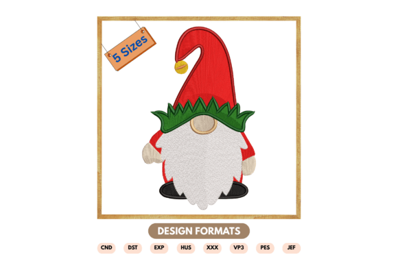 Adorable Christmas Elf Gnome Embroidery Design