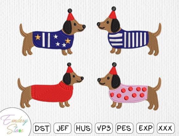 Charming Dachshund Embroidery Patch Set
