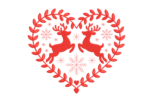 Charming Reindeer Heart for Festive Embroidery