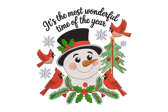 Charming Snowman Family Embroidery Design