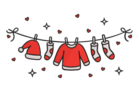 Christmas Clothesline: A Charming Embroidery Design