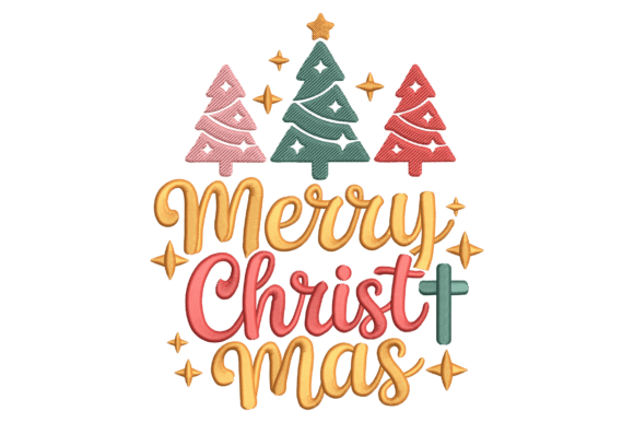 Christmas Tree Lettering: A Joyful Embroidery Design