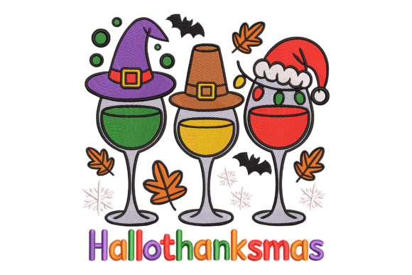 Christmas Wine Glasses: A Festive Embroidery Delight