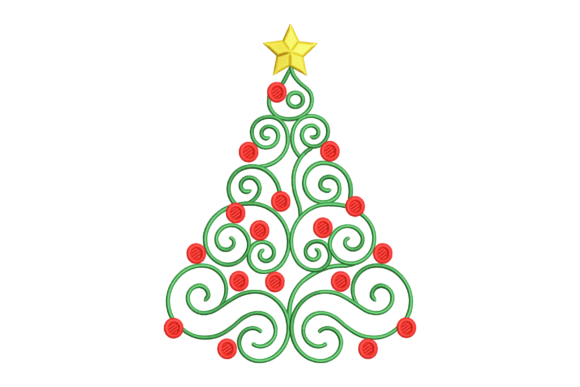 Elegant Spiral Christmas Tree Embroidery
