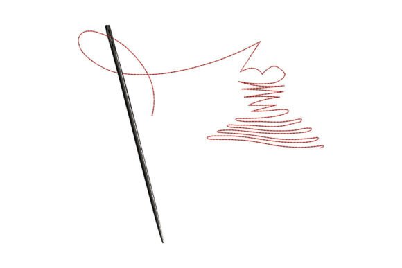 Sewing Needle Tree Embroidery: A Festive Modern Design