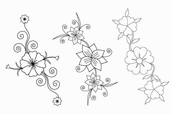 Vector Flower, Plants Pattern for Embroidery