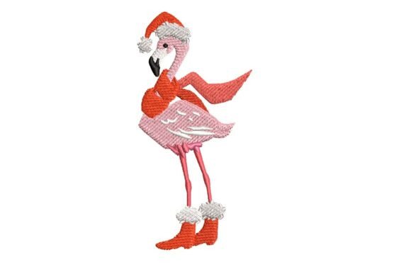 Winter Christmas Flamingo Bird Embroidery Design